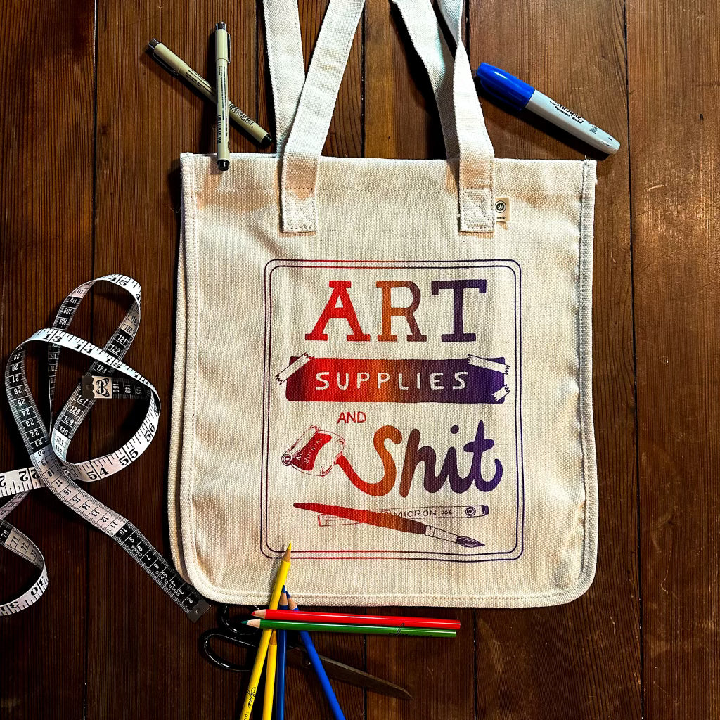"Art Supplies and Shit"  Hemp Tote Bag